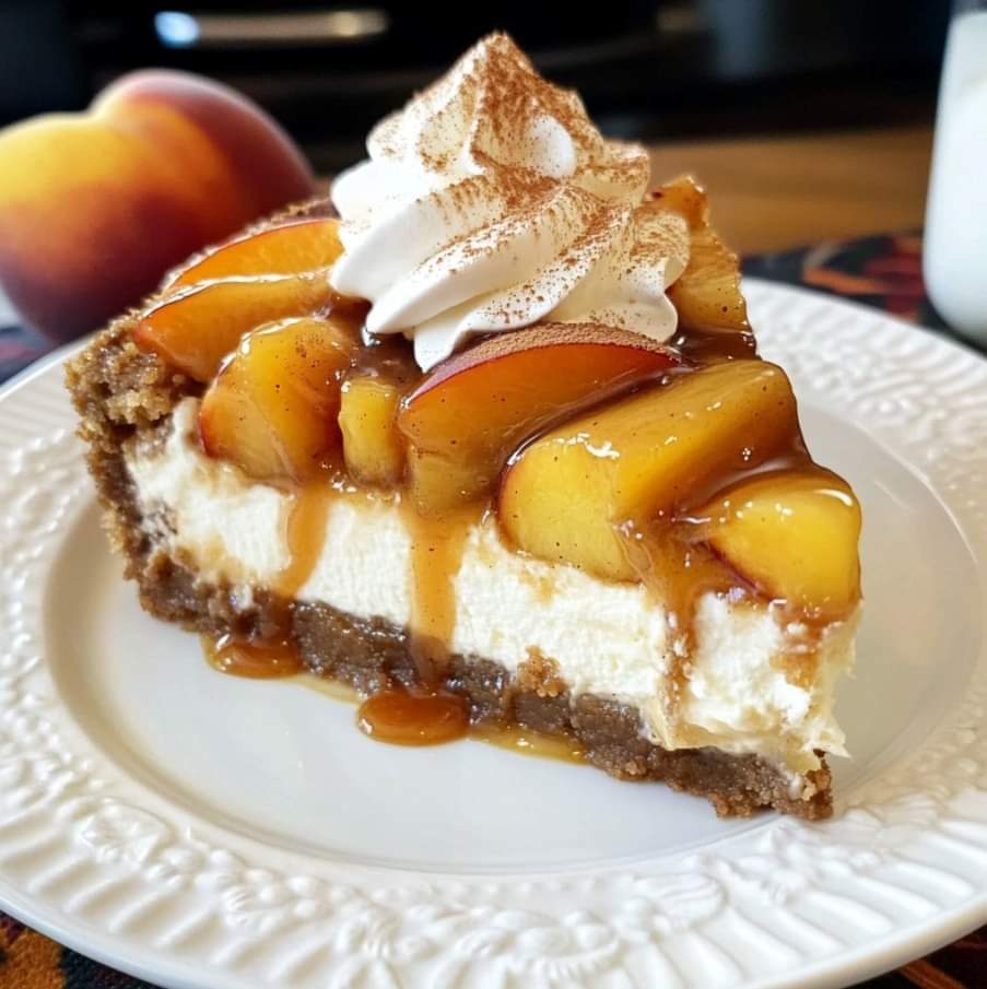 Peach Caramel Blondie Cheesecake