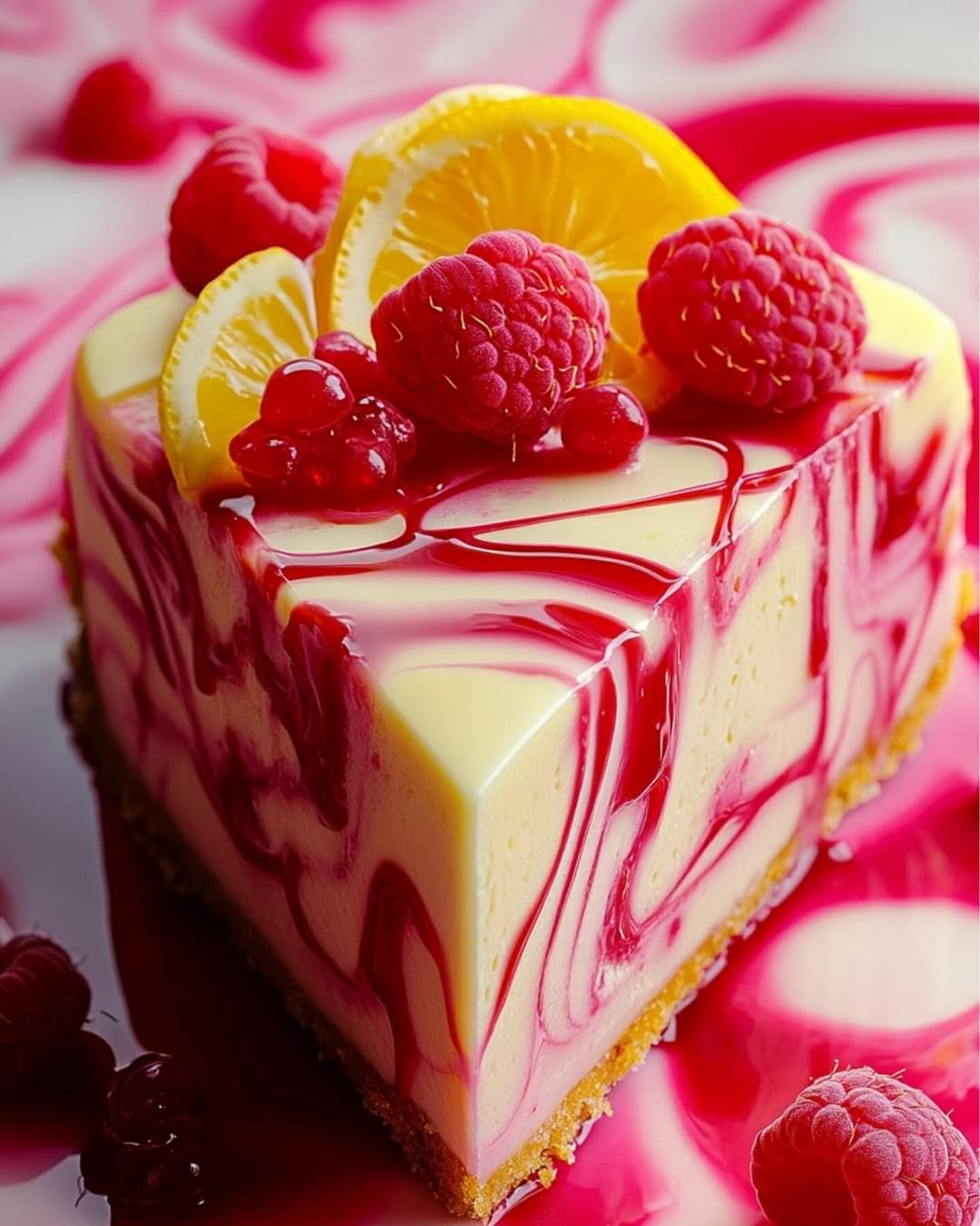 Lemon Raspberry Swirl Cheesecake