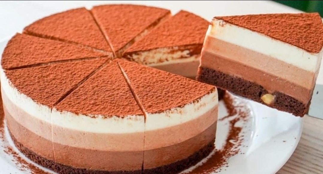 Triple chocolate mousse cake