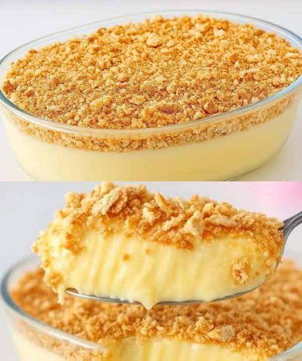 Decadent Vanilla Pudding with Crunchy Cracker Crumble