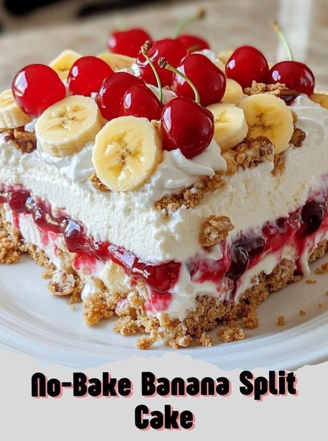 No Bake Banana Split Cake