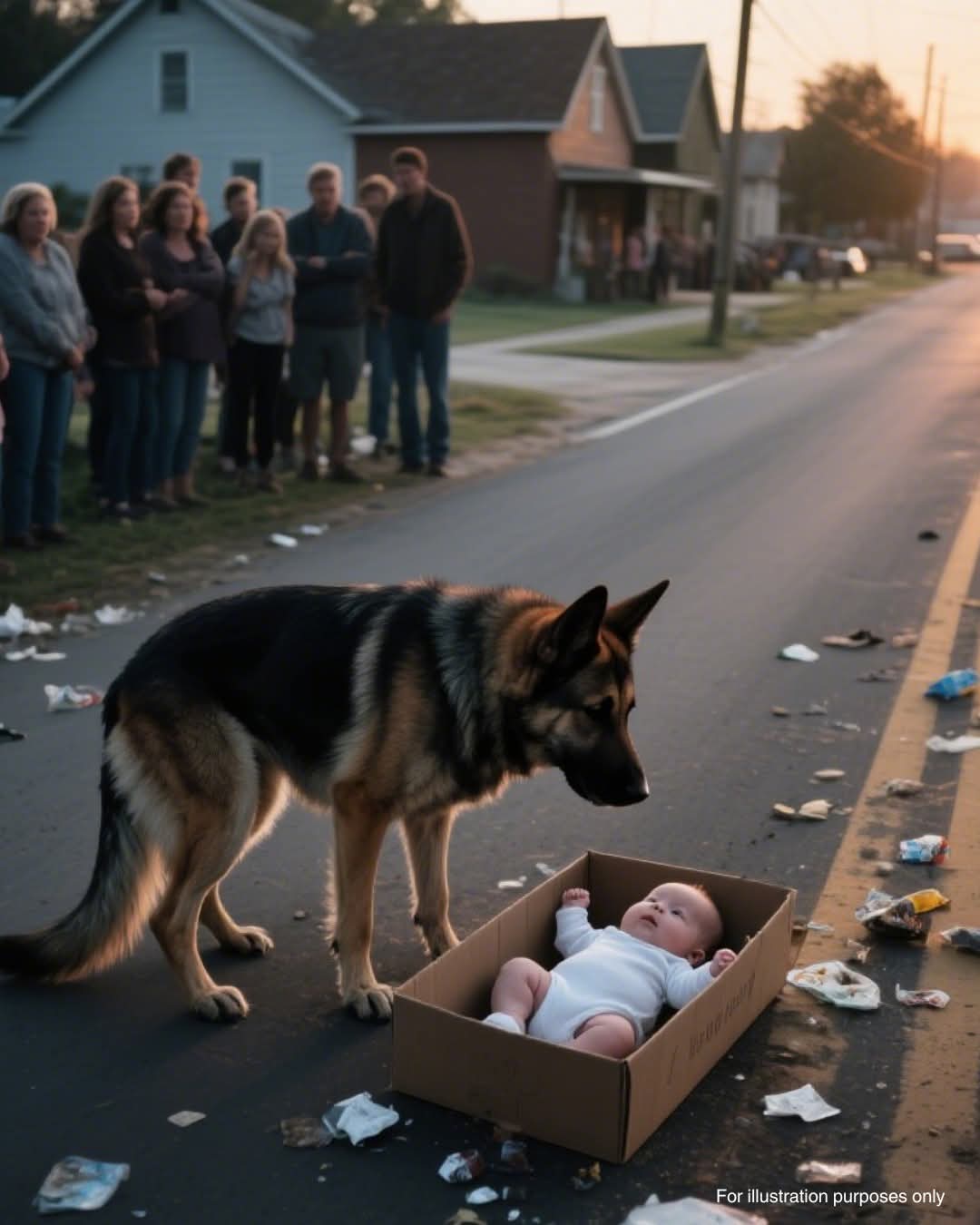 Starving German Shepherd Protected a Baby Left in a Box on a Road!