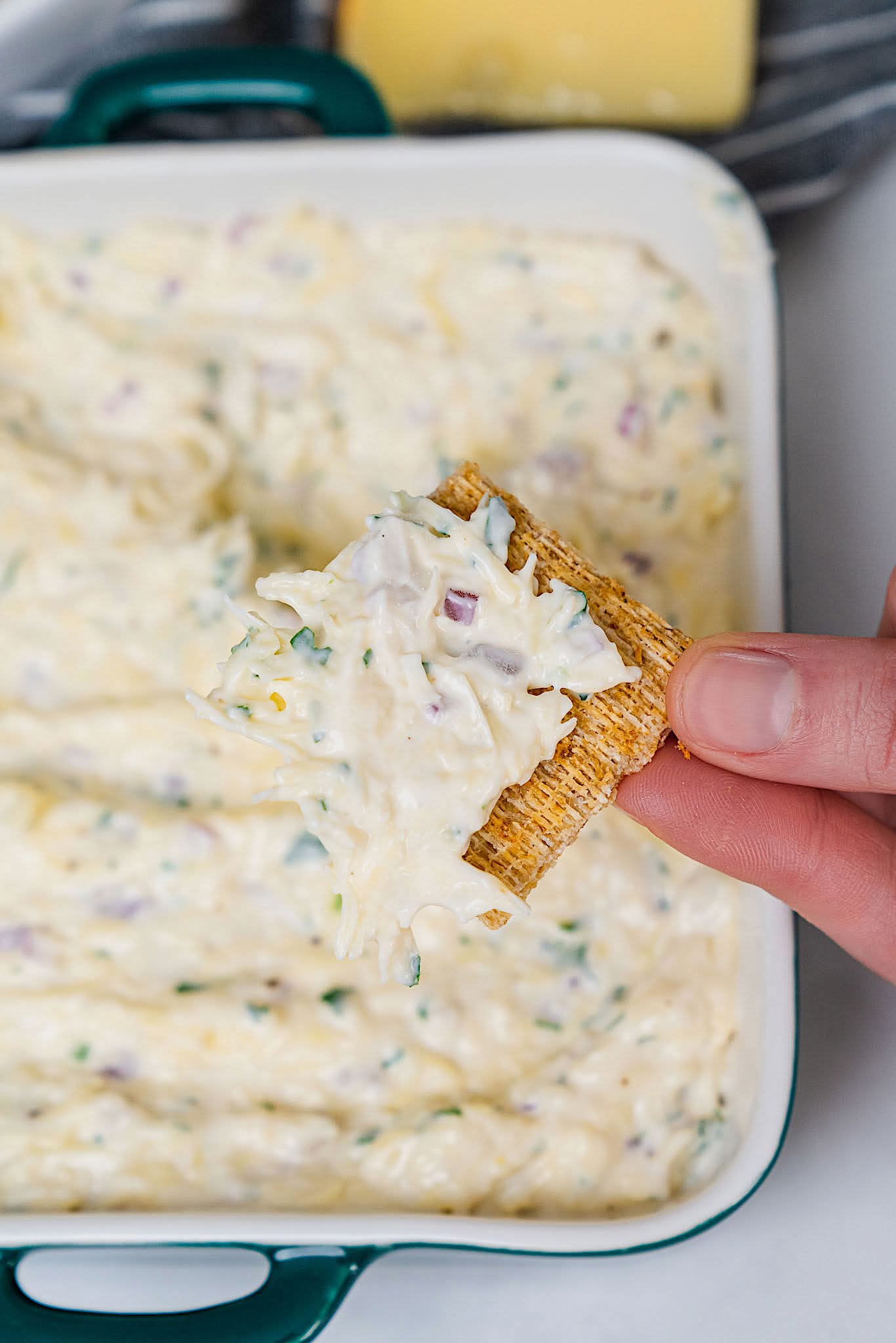 “I first discovered in a church cookbook years ago and there was no turning back after that! I double the recipe and it’s still the first thing cleaned out.”