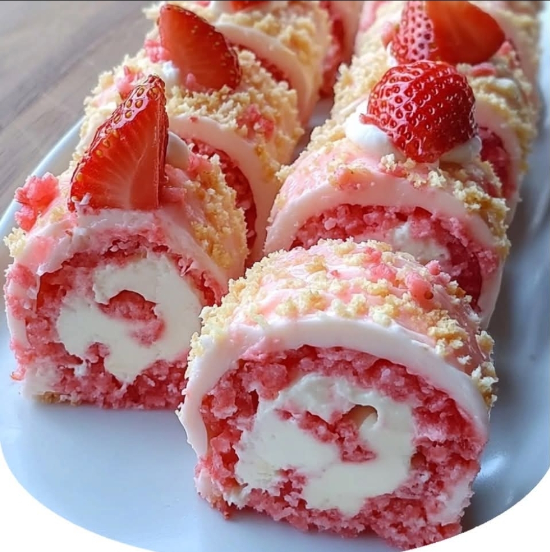 Strawberry Cream Swiss Roll Cake Recipe