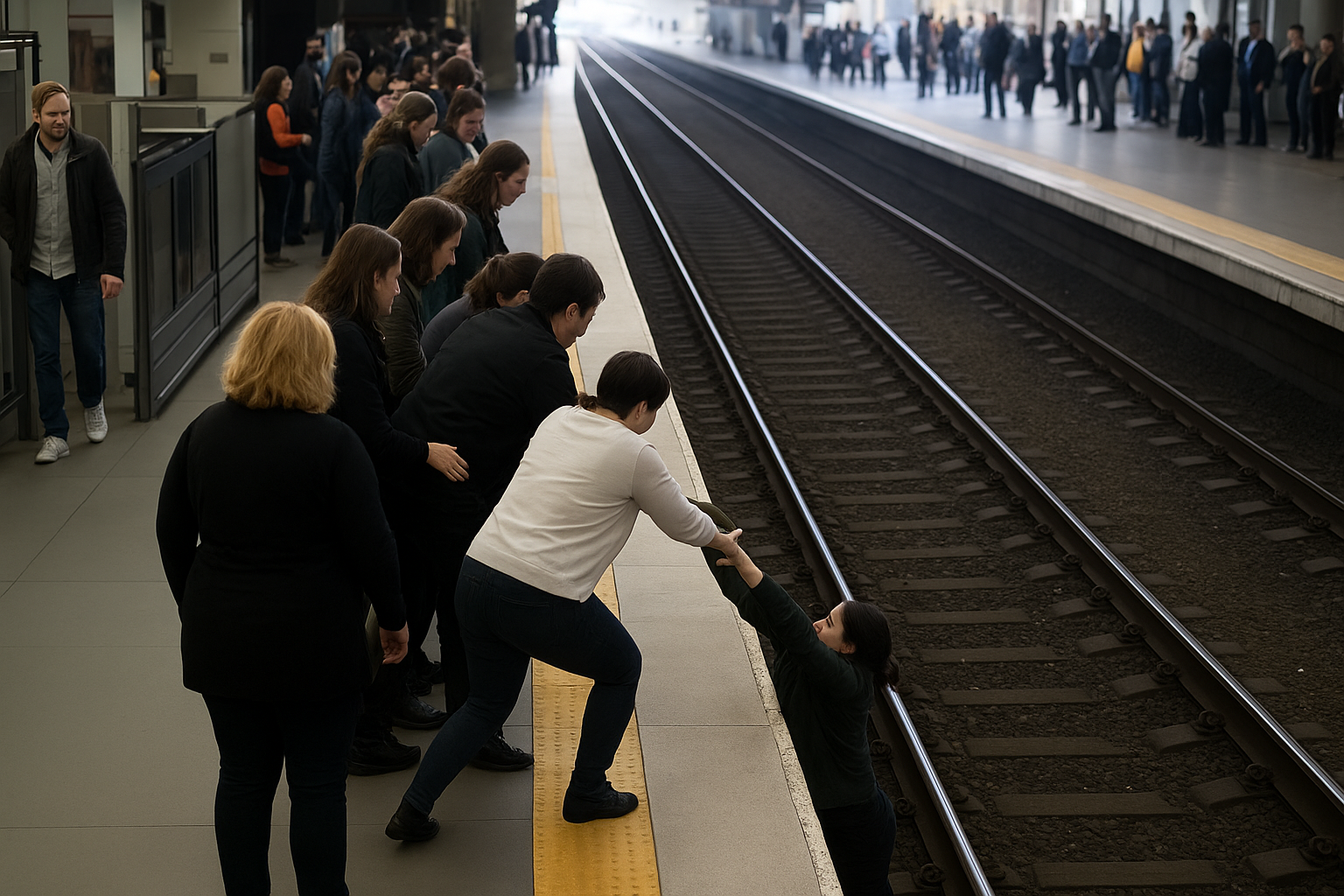 Woman Saved After Being Pushed Onto Train Tracks by Fainting Passenger in Freak Accident