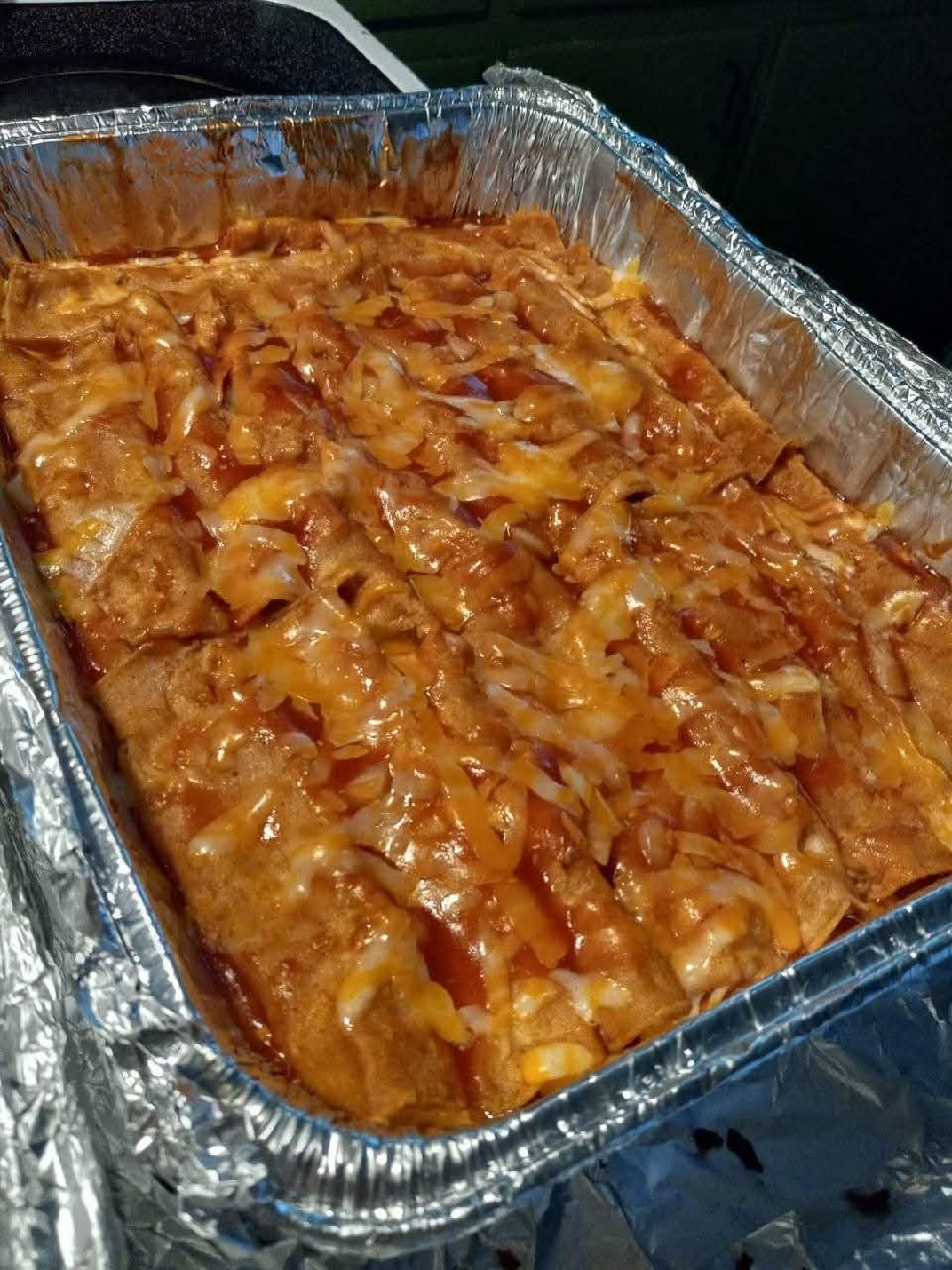 Rolled Cheese and Onion Enchiladas with Red Chile
