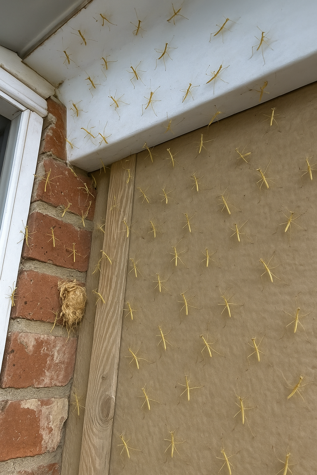 Hundreds of Baby Praying Mantises Hatch by My Front Door — A Peaceful Miracle of Nature