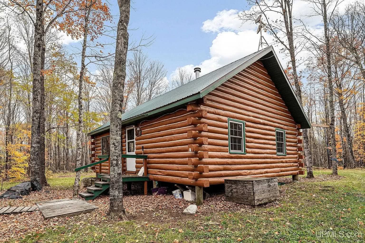 80 Acres  Off-Grid Log Cabin  2 Bedrooms