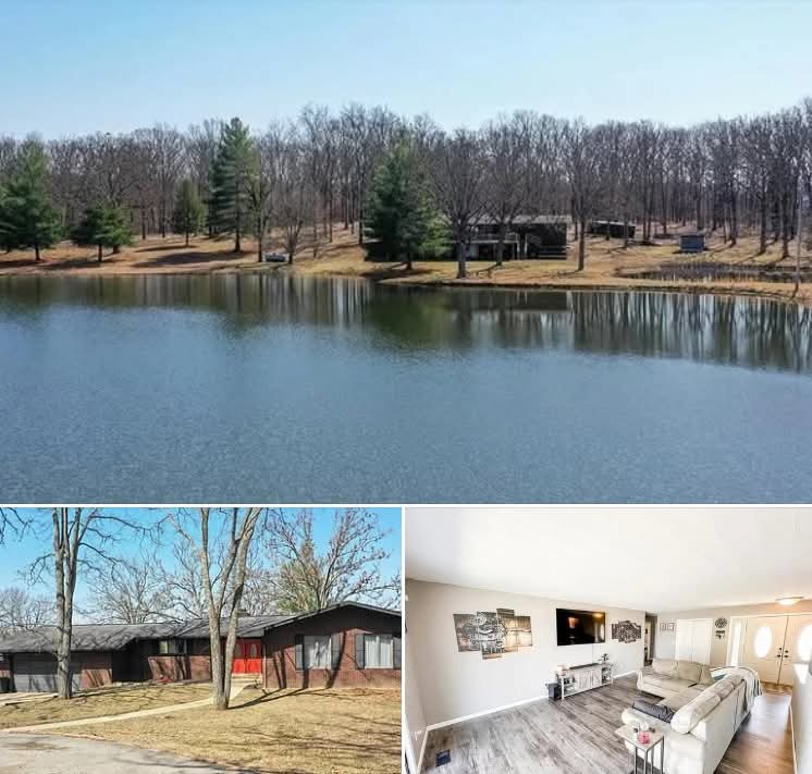 Spacious 4-Bedroom Brick Ranch on 20 Acres with Lake Views