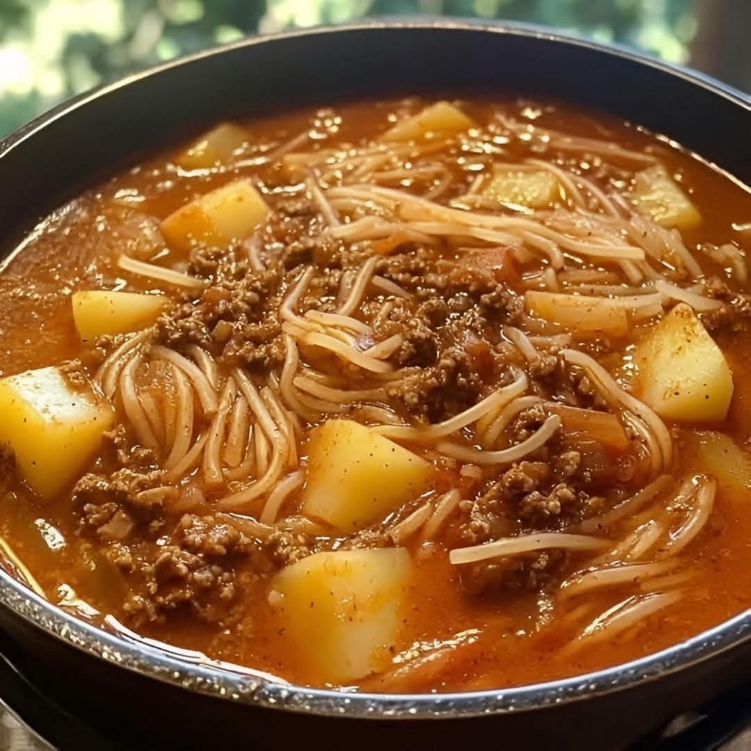 Hearty Beef, Potato & Noodle Stew