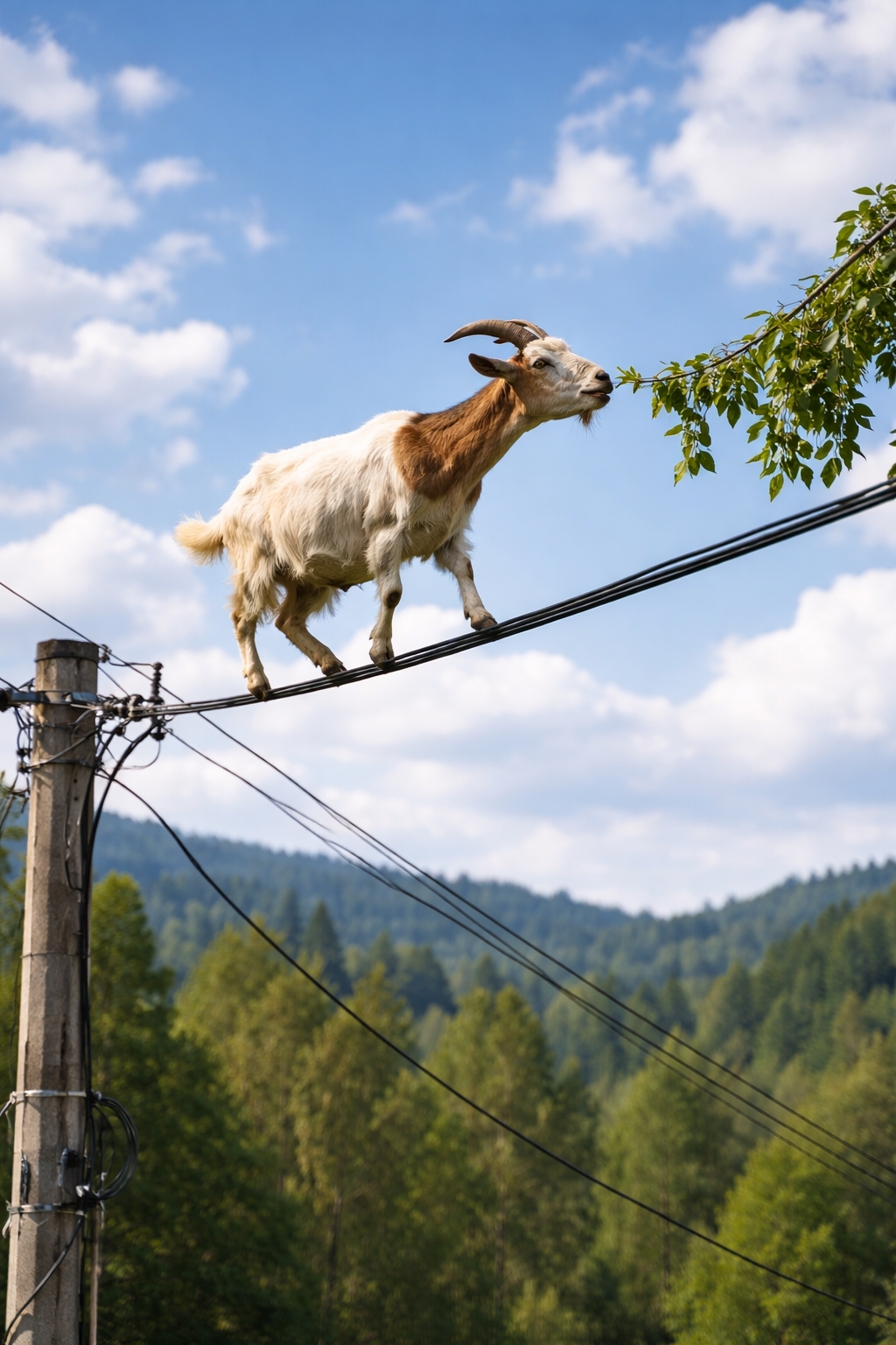 Goat Goes Viral After Climbing a Power Line Just to Reach a Snack