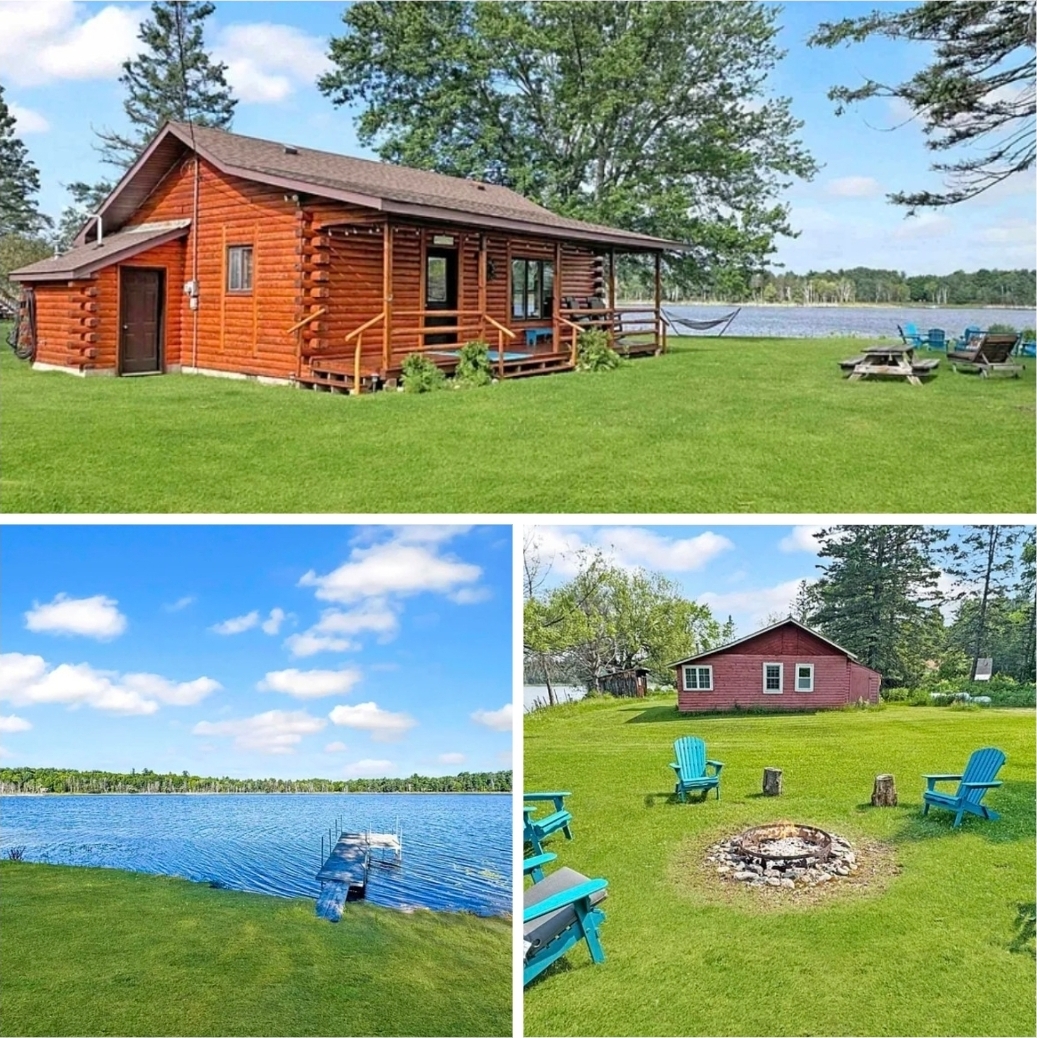 Beautiful Lakefront Log Cabin Retreat with 110 Feet of Waterfront, Dock, Garage & Turn-Key Charm