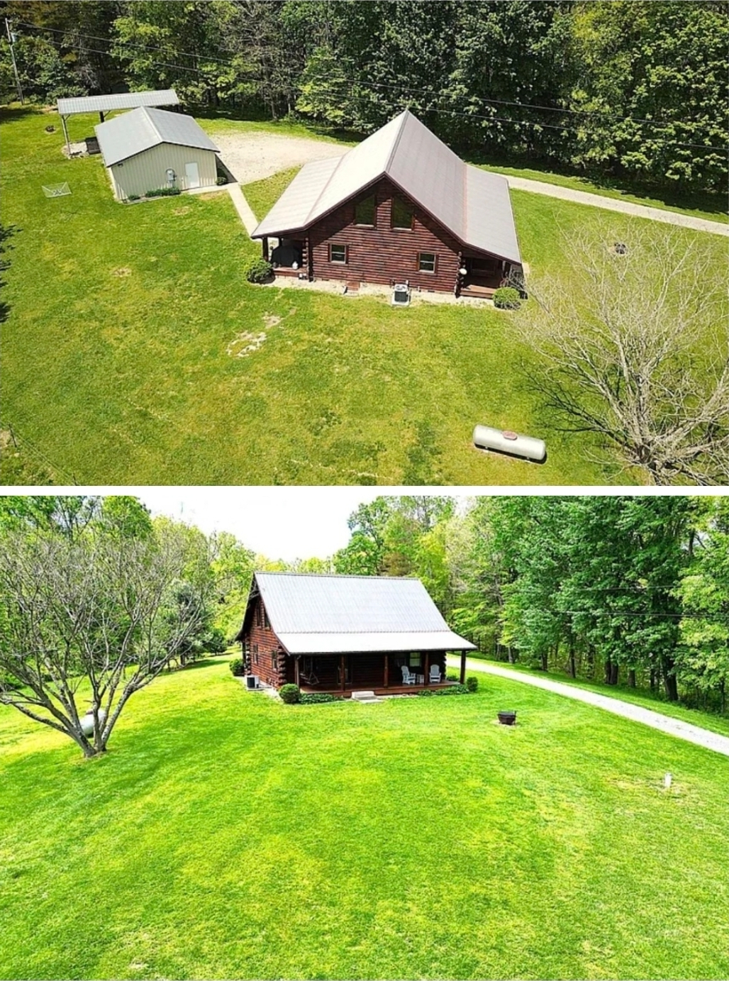 2-Bedroom, 1-Bath Log Home on 16.24 Acres with Loft, Barn, Stables, Garage, and Scenic Woodland Views