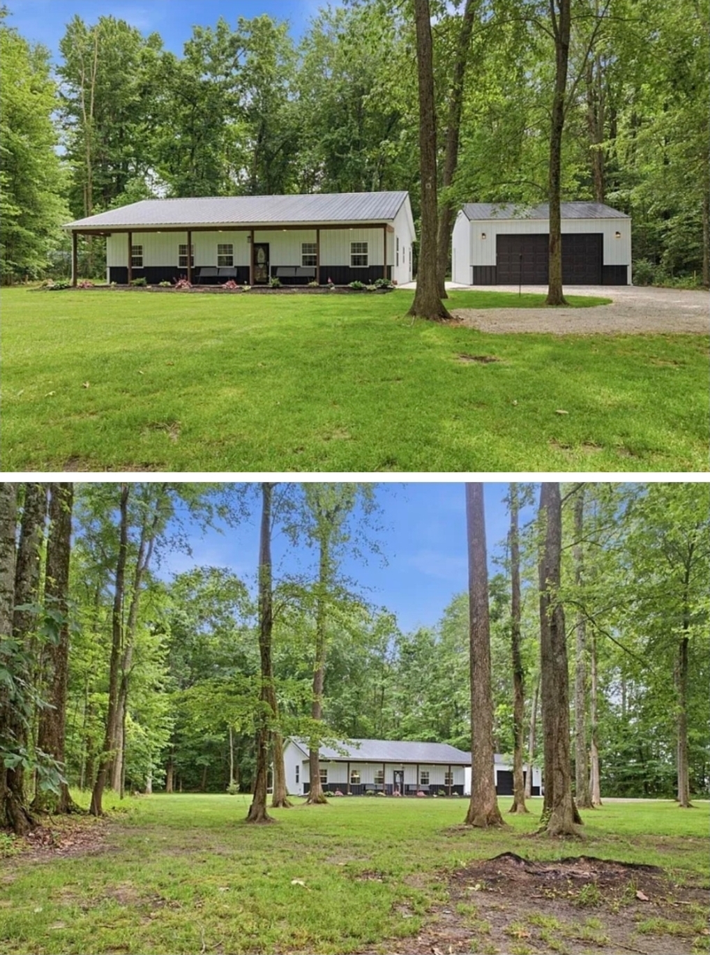 3 Bedrooms, 2 Bathrooms, Covered Porch, Detached Garage, and Private Wooded Setting