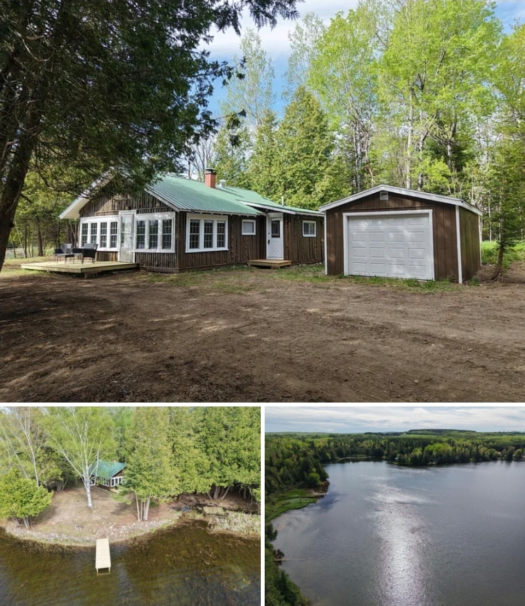 3 beds 1 baths Lakefront Log Cabin with Private Waterfront and Scenic Views