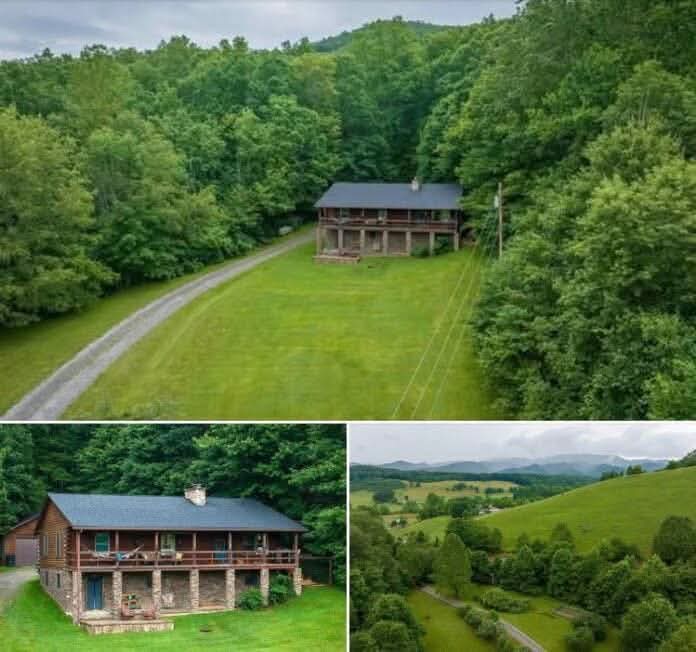 41.85-Acre Log Cabin Estate with 4 Bedrooms, Mountain Views, Barn and Detached Garage